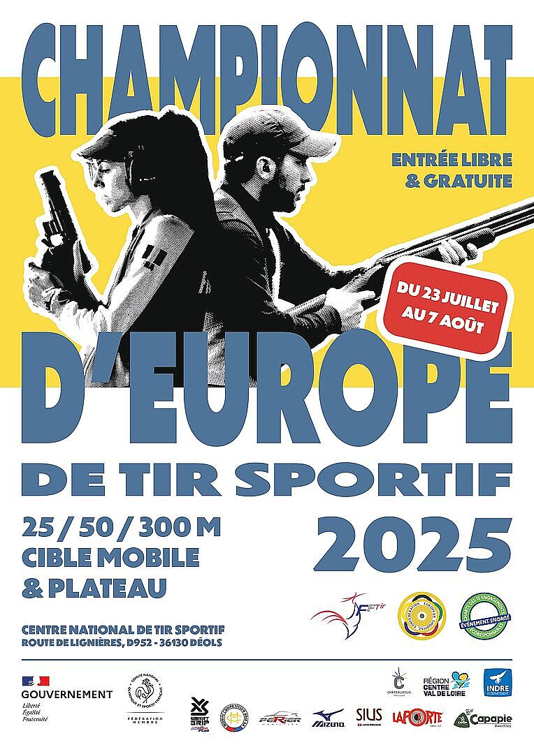 Affiche du Championnat d'Europe de tir sportif 2025 à Châteauroux